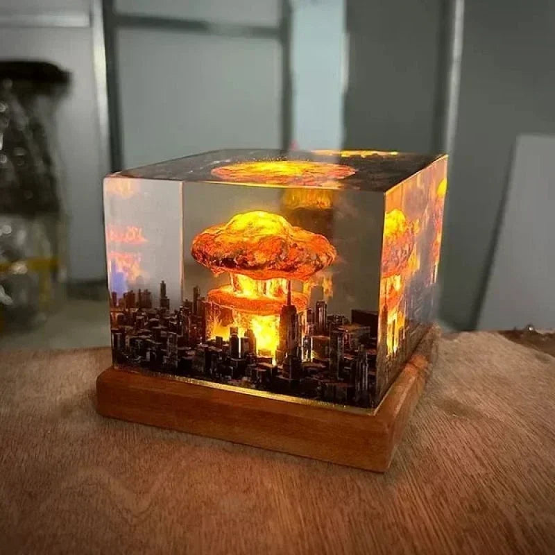 Lámpara de nube de hongo con bomba de explosión nuclear, sin llama, para decoración de patio y sala de estar, luz nocturna 3D, recargable, regalos
