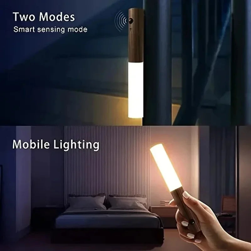 Luz nocturna inteligente con detección de movimiento, luz LED recargable para pared de armario de pasillo, luz de pared para inodoro doméstico.