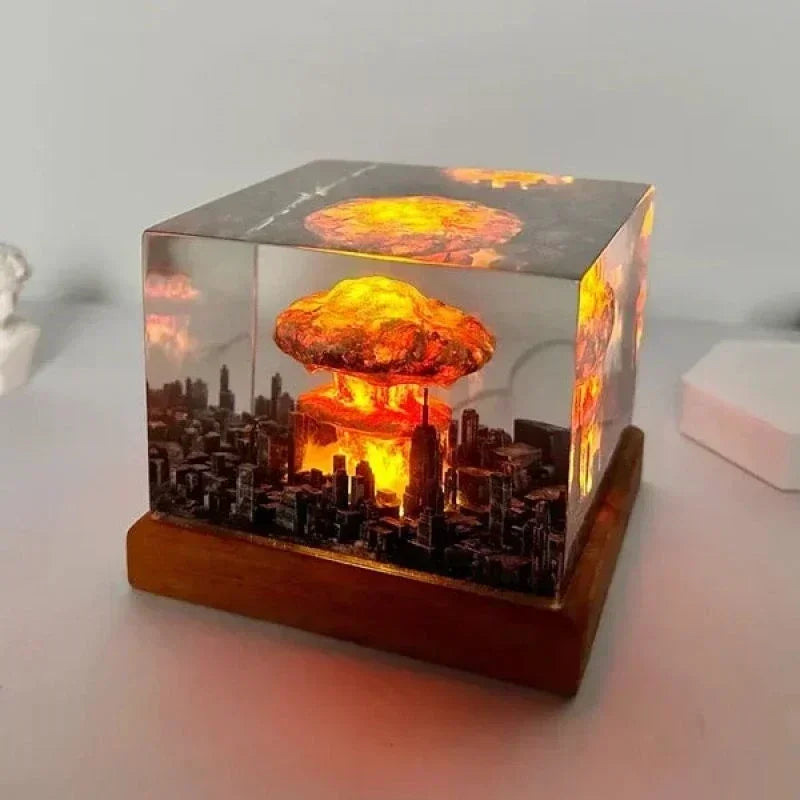 Lámpara de nube de hongo con bomba de explosión nuclear, sin llama, para decoración de patio y sala de estar, luz nocturna 3D, recargable, regalos