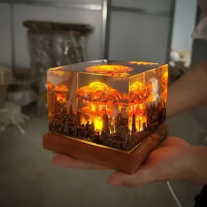 Lámpara de nube de hongo con bomba de explosión nuclear, sin llama, para decoración de patio y sala de estar, luz nocturna 3D, recargable, regalos