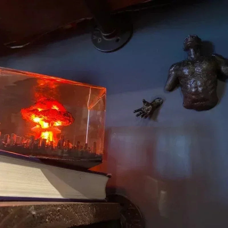 Lámpara de nube de hongo con bomba de explosión nuclear, sin llama, para decoración de patio y sala de estar, luz nocturna 3D, recargable, regalos